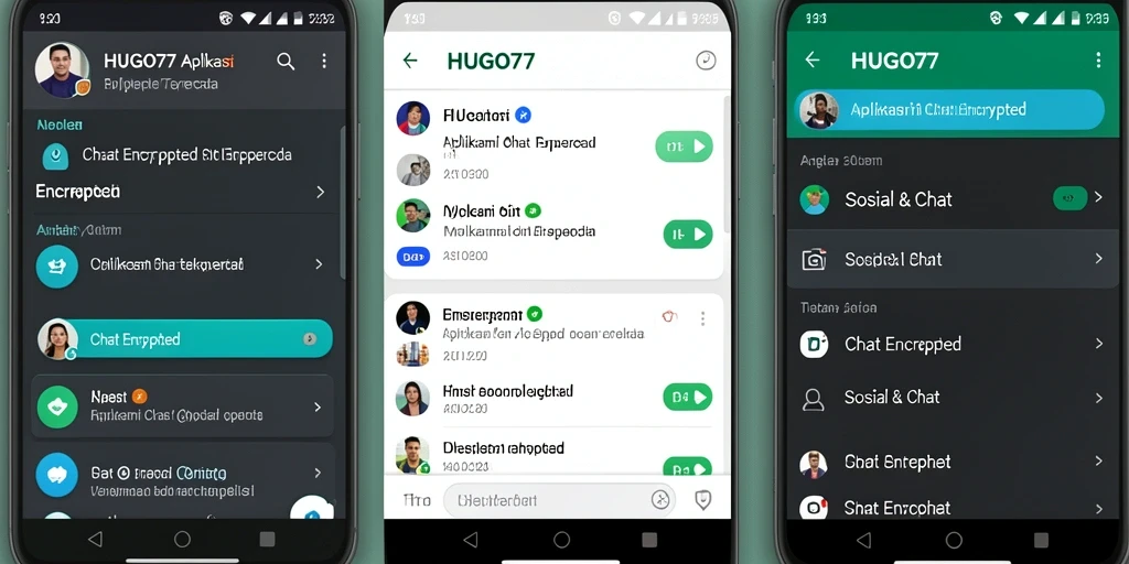 Antarmuka HUGO77 yang modern dan fungsional untuk Chat Encrypted.