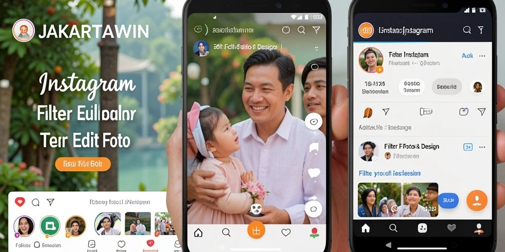 Antarmuka aplikasi JAKARTAWIN untuk pengeditan Filter Instagram yang menarik.