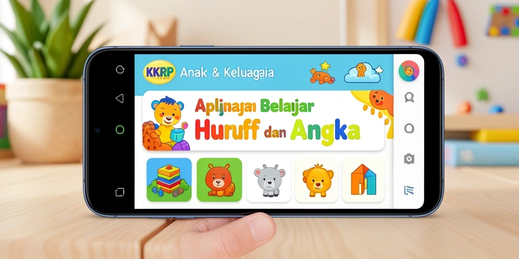 Antarmuka aplikasi yang ceria dan interaktif untuk anak-anak.