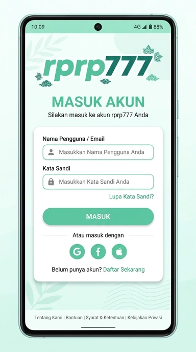 Tampilan halaman login rprp777